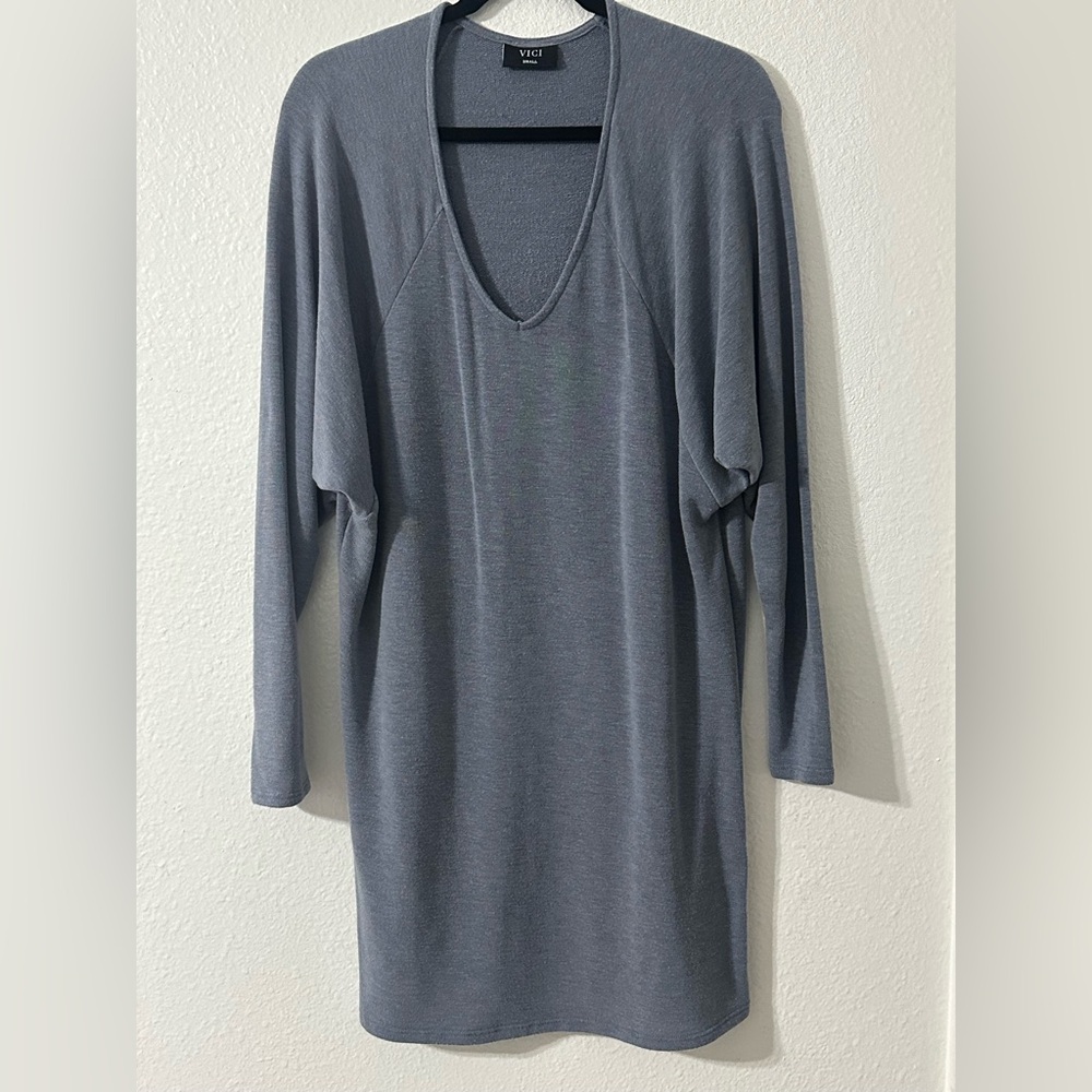 Blue V-Neck Tunic dress